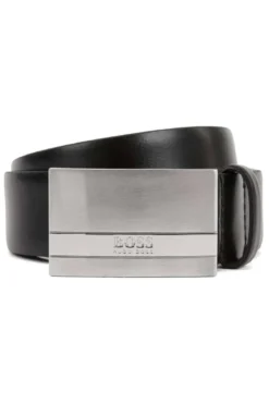 Hugo Boss BOSS Herren Gürtel Aus 100% Rindsleder3,5 Cm Schwarz, Einfarbig