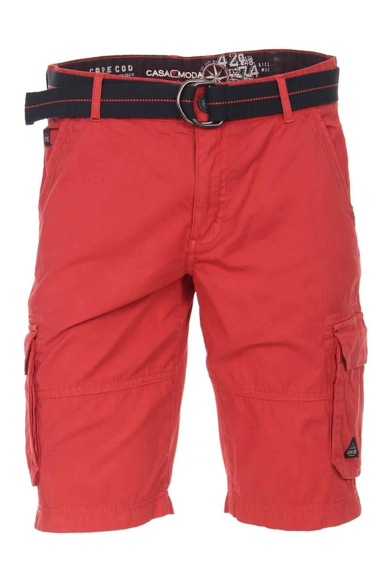 Casa Moda Casual Fit Cargo Shorts Rot, Einfarbig 1 Casa Moda Casual Fit Cargo Shorts Rot, Einfarbig