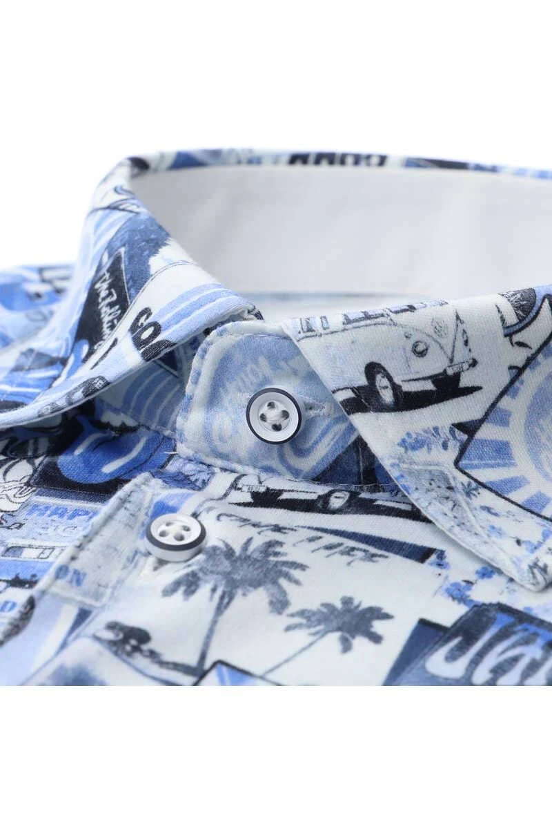 Desoto Casual Slim Fit Poloshirt Blau/weiss, Gemustert 2 Desoto Casual Slim Fit Poloshirt Blau/weiss, Gemustert – Bild 2