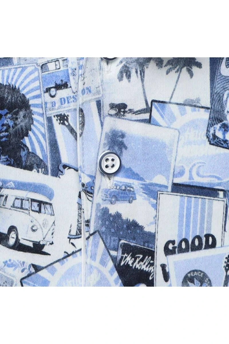 Desoto Casual Slim Fit Poloshirt Blau/weiss, Gemustert 4 Desoto Casual Slim Fit Poloshirt Blau/weiss, Gemustert – Bild 4