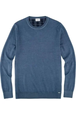 OLYMP Casual Modern Fit Herren Pullover Rundhals Rauchblau