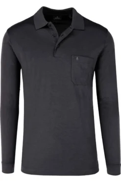 RAGMAN Regular Fit Longsleeve Poloshirt Anthrazit, Einfarbig