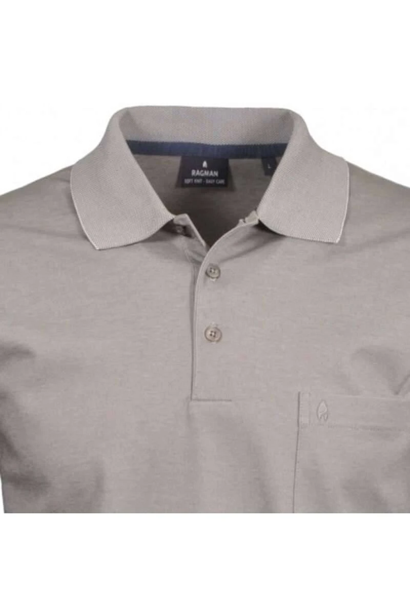 RAGMAN Regular Fit Longsleeve Poloshirt Grau-beige, Einfarbig 2 RAGMAN Regular Fit Longsleeve Poloshirt Grau-beige, Einfarbig – Bild 2