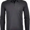 RAGMAN Modern Fit Longsleeve Poloshirt Schwarz, Einfarbig