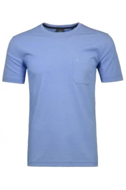 RAGMAN SoftknitRegular Fit T-Shirt Rundhals Blau,Einfarbig
