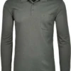 RAGMAN Modern Fit Longsleeve Poloshirt Grau, Meliert