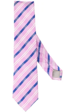 Jacques Britt Krawatte 100% Seide Blau/pink, Gestreift