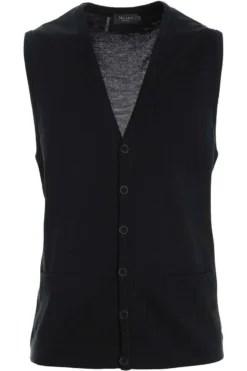MAERZ Superwash Classic Fit StrickwesteKnopfleiste Schwarz