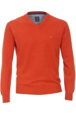 Redmond Casual Regular Fit Herren Pullover V-Ausschnitt Orange