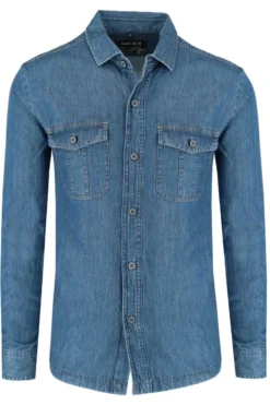 Marvelis Casual Modern Fit Hemdjacke Blau, Einfarbig