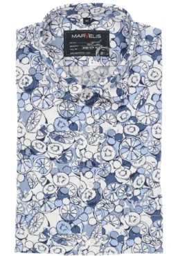 Marvelis Casual Modern Fit Hemd Bleu, Gemustert