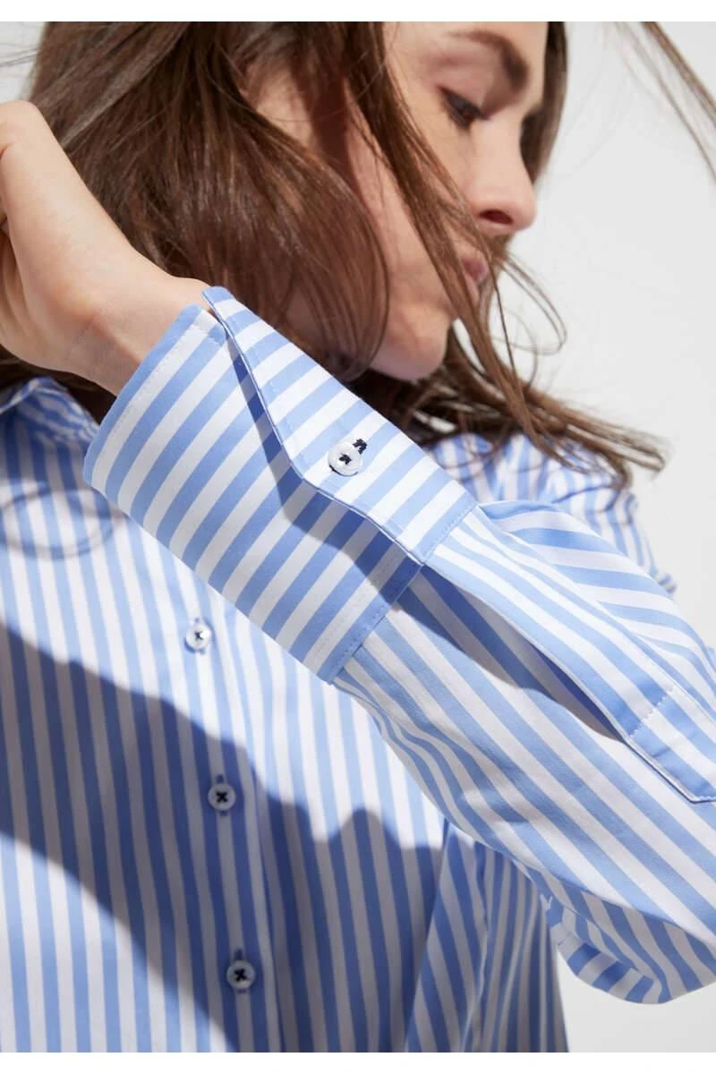 ETERNA Modern Classic Bluseblau, Gestreift 2 ETERNA Modern Classic Bluseblau, Gestreift – Bild 2