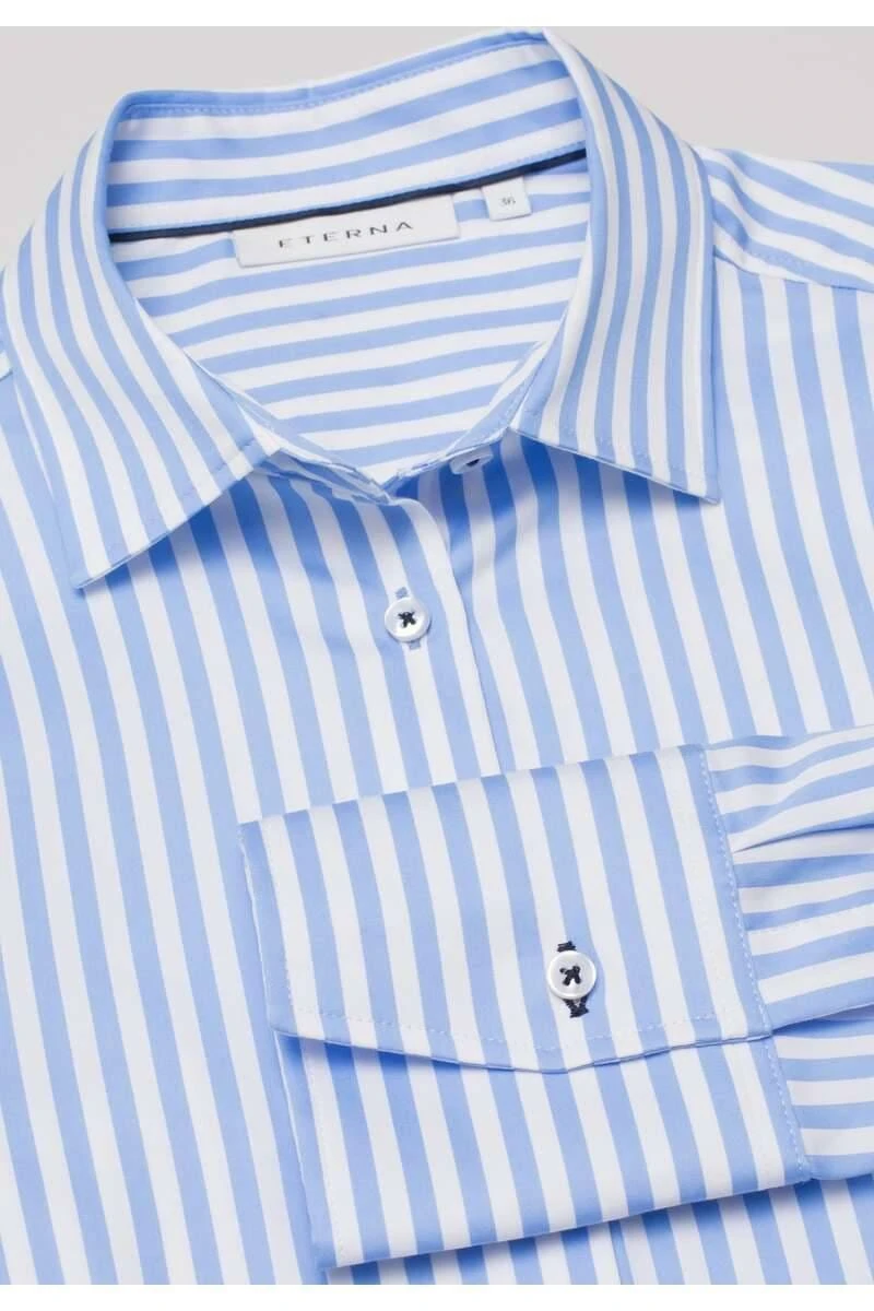 ETERNA Modern Classic Bluseblau, Gestreift 4 ETERNA Modern Classic Bluseblau, Gestreift – Bild 4