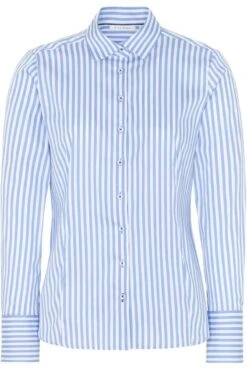 ETERNA Modern Classic Bluseblau, Gestreift