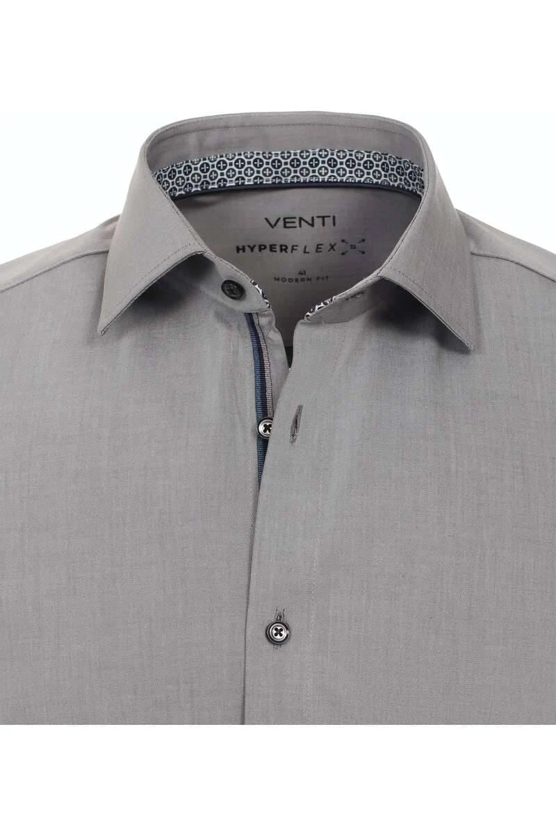 Venti Modern Fit Hemd Grau, Einfarbig 2 Venti Modern Fit Hemd Grau, Einfarbig – Bild 2