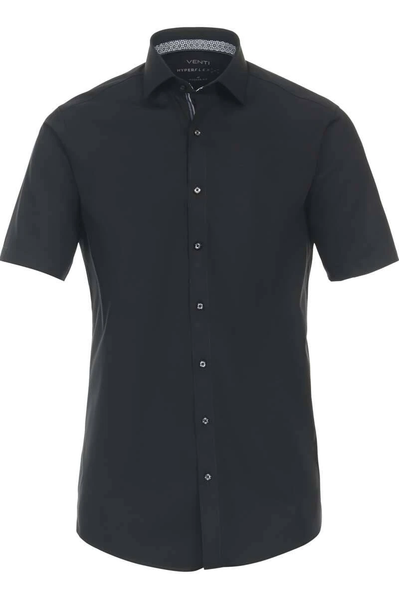 Venti Modern Fit Hemd Schwarz, Einfarbig 1 Venti Modern Fit Hemd Schwarz, Einfarbig