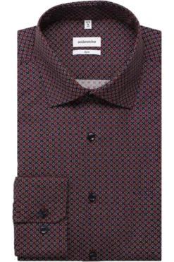 Seidensticker Slim Fit Hemd Dunkelrot, Gemustert