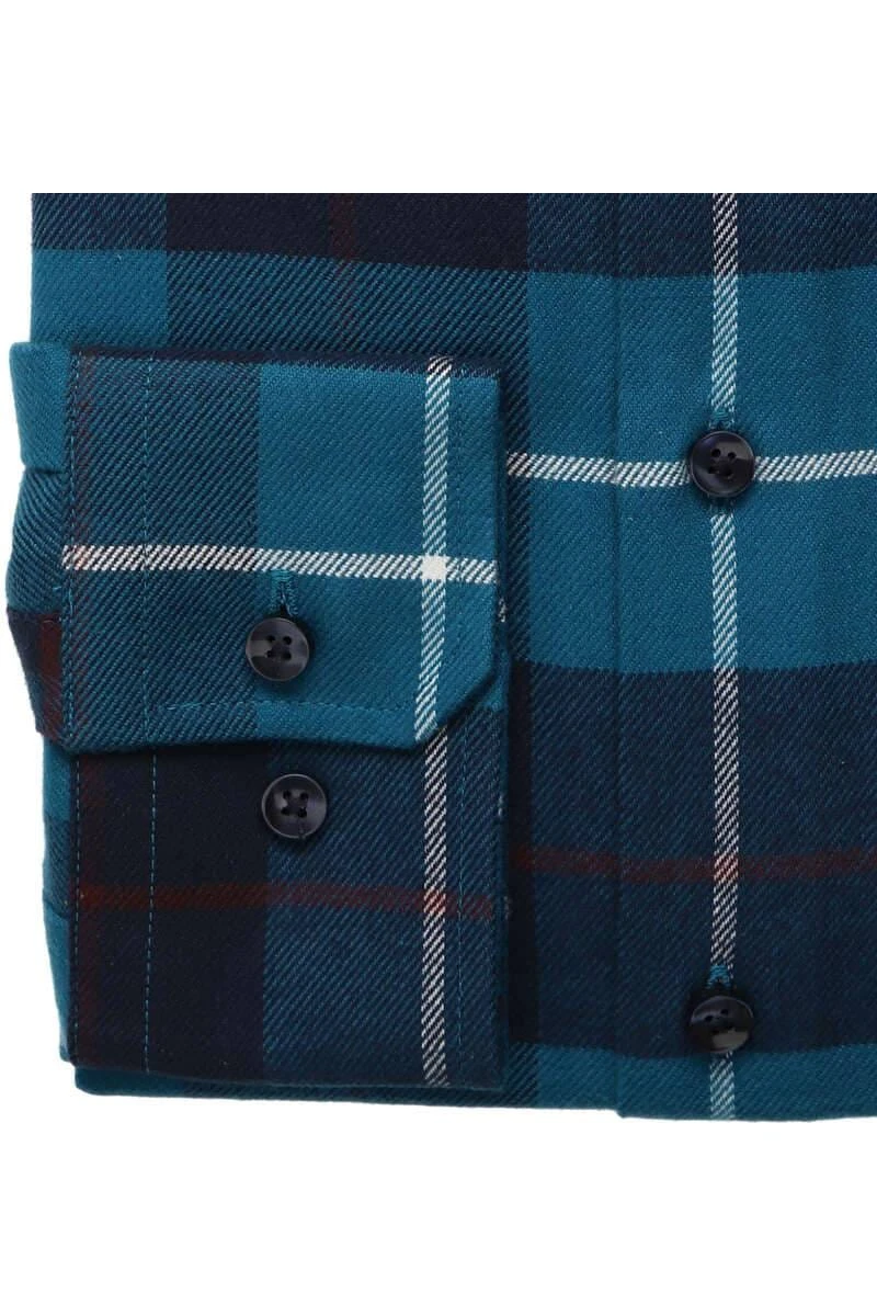 Seidensticker Slim Fit Flanellhemd Türkis, Kariert 3 Seidensticker Slim Fit Flanellhemd Türkis, Kariert – Bild 3