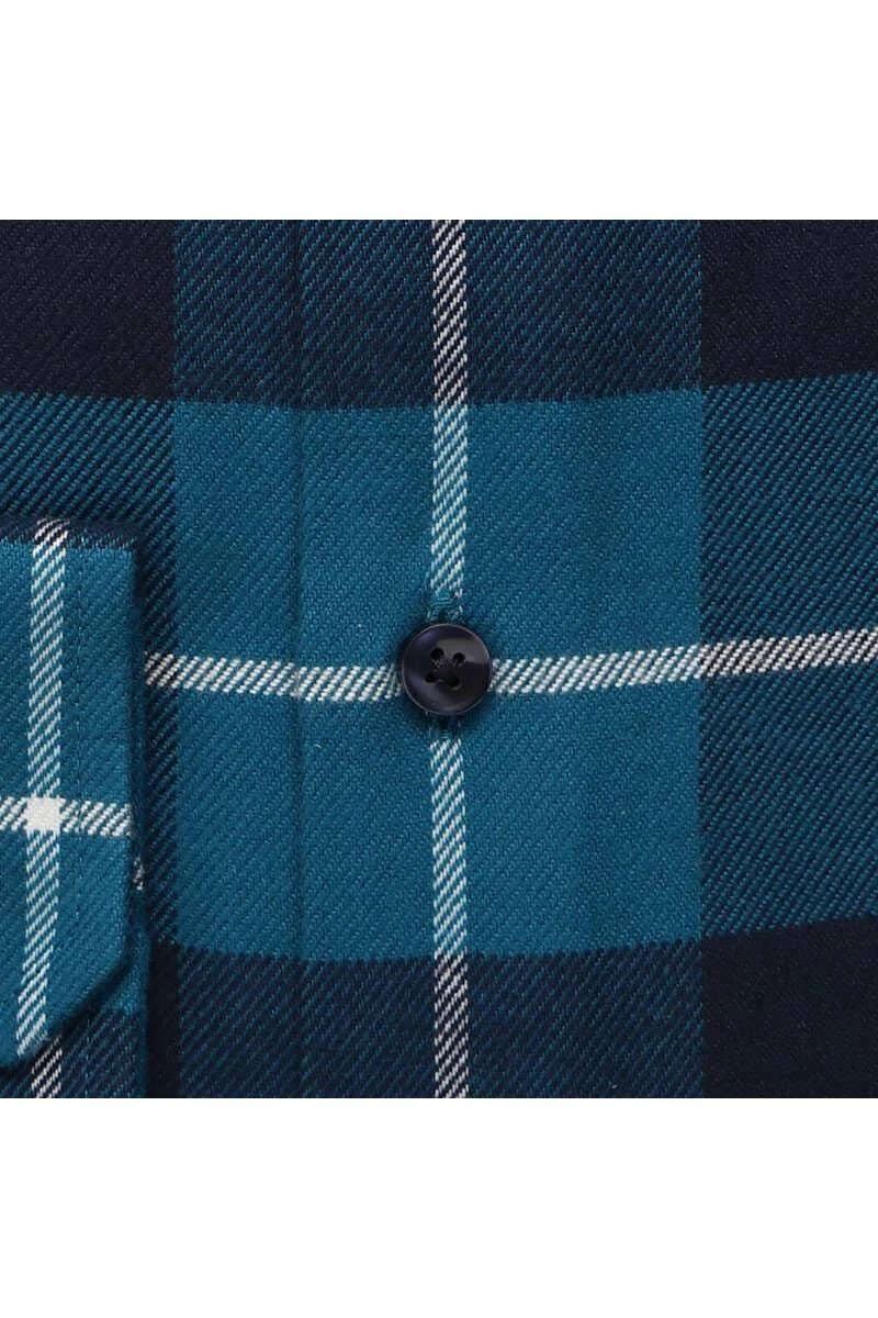 Seidensticker Slim Fit Flanellhemd Türkis, Kariert 4 Seidensticker Slim Fit Flanellhemd Türkis, Kariert – Bild 4