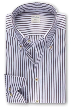 Stenströms Slimline Hemd Blau/braun, Gestreift
