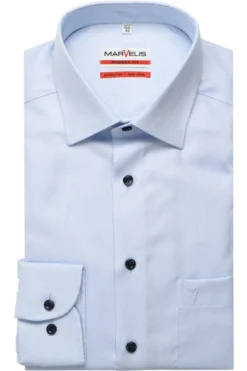 Marvelis Modern Fit Hemd Bleu, Faux-uni