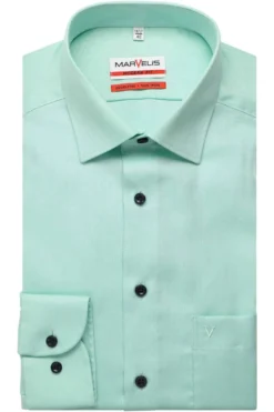 Marvelis Modern Fit Hemd Hellgrün, Faux-uni