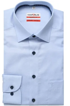 Marvelis Modern Fit Hemd Bleu, Faux-uni