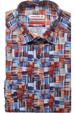 Marvelis Modern Fit Hemd Rot, Gemustert