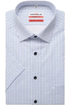 Marvelis Modern Fit Hemd Weiss, Gemustert