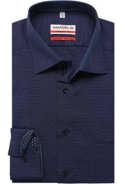 Marvelis Modern Fit Hemd Marine, Einfarbig
