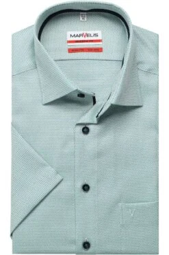 Marvelis Modern Fit Hemd Grün/weiss, Gemustert