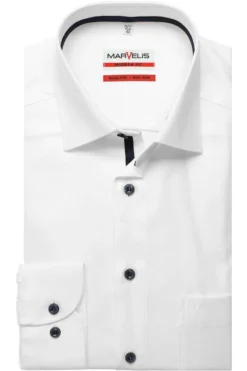 Marvelis Modern Fit Hemd Weiss, Einfarbig