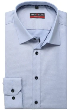 Marvelis Body Fit Hemd Bleu, Gemustert