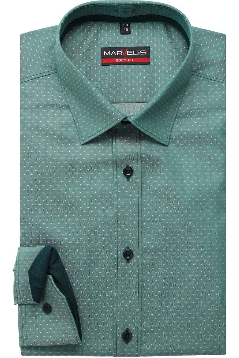 Marvelis Body Fit Hemd Grün, Gepunktet 1 Marvelis Body Fit Hemd Grün, Gepunktet