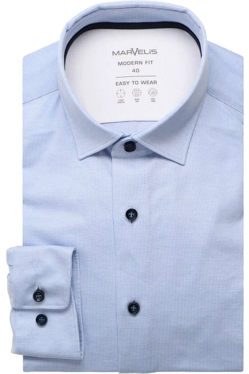 Marvelis Modern Fit Jerseyhemd Bleu, Strukturiert 1 Marvelis Modern Fit Jerseyhemd Bleu, Strukturiert