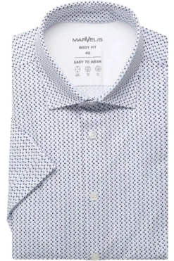 Marvelis Body Fit Jerseyhemd Bleu, Gemustert