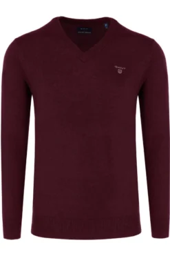 GANT Regular Fit Herren Pullover V-Ausschnitt Rot