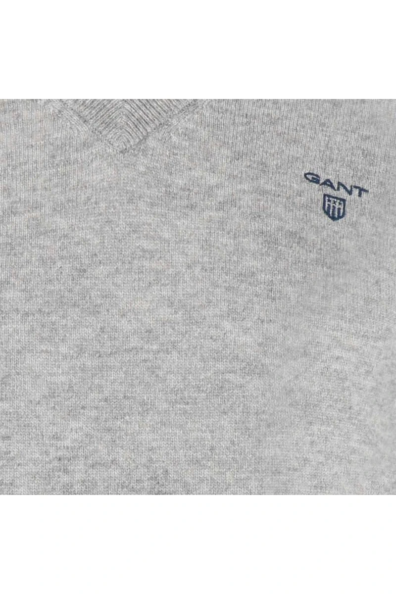 GANT Regular Fit Herren Pullover V-Ausschnitt Hellgrau 3 GANT Regular Fit Herren Pullover V-Ausschnitt Hellgrau – Bild 3