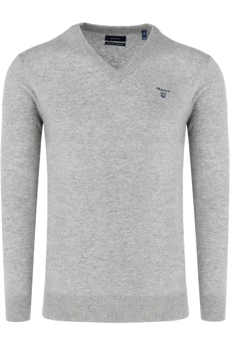 GANT Regular Fit Herren Pullover V-Ausschnitt Hellgrau 1 GANT Regular Fit Herren Pullover V-Ausschnitt Hellgrau
