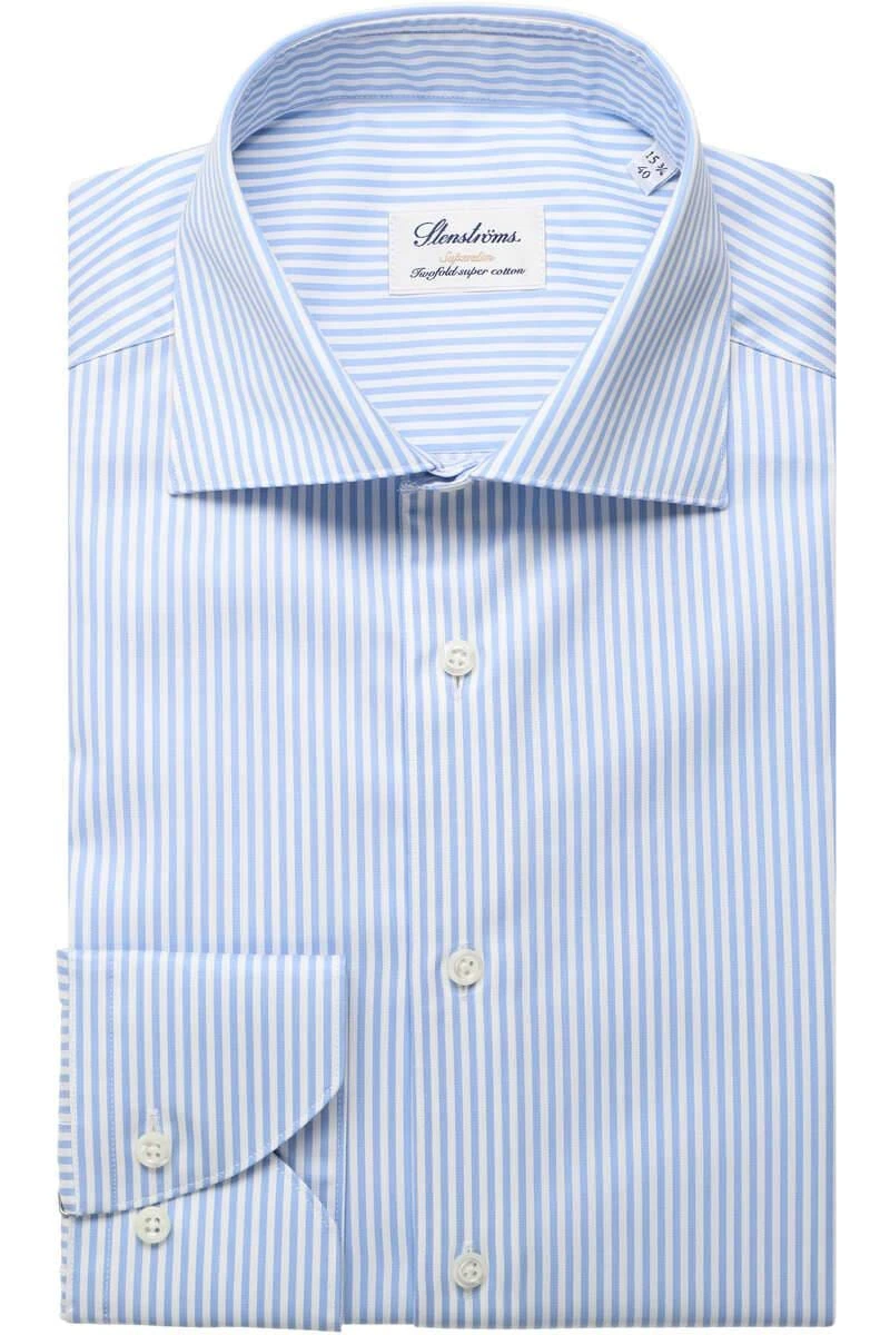 Stenströms Super Slim Hemd Hellblau, Gestreift 1 Stenströms Super Slim Hemd Hellblau, Gestreift