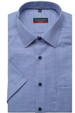 ETERNA Modern Fit Hemd Blau, Strukturiert