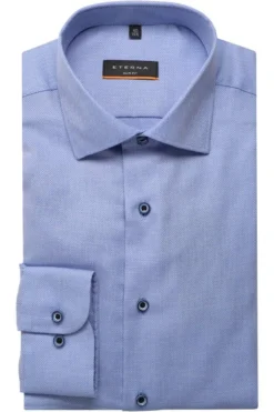ETERNA Slim Fit Hemd Blau, Strukturiert