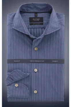 OLYMP SIGNATURE Soft Business Tailored Fit Hemd Dunkelblau, Gestreift
