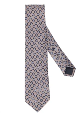 OLYMP SIGNATURE Krawatte 100% Seide Braun/blau, Gemustert