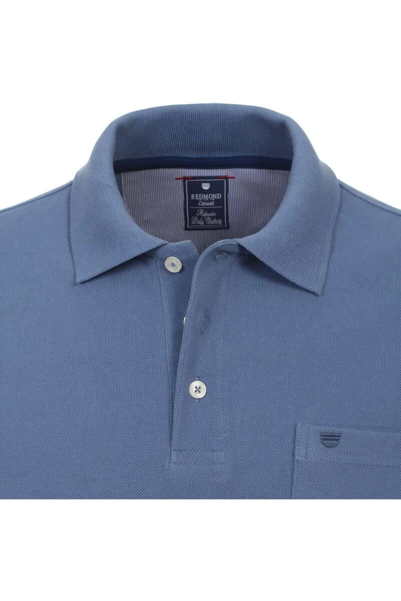 Redmond Casual Regular Fit Poloshirt Mittelblau, Einfarbig 2 Redmond Casual Regular Fit Poloshirt Mittelblau, Einfarbig – Bild 2