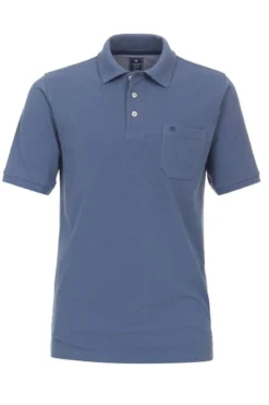 Redmond Casual Regular Fit Poloshirt Mittelblau, Einfarbig