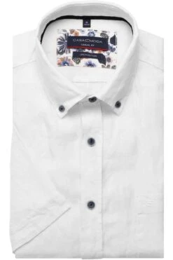 Casa Moda Casual Fit Leinenhemd Weiss, Einfarbig