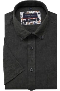 Casa Moda Casual Fit Leinenhemd Grün, Einfarbig