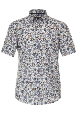 Casa Moda Casual Fit Leinenhemd Weiss, Gemustert