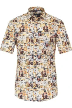 Casa Moda Comfort Fit Hemd Beige, Gemustert